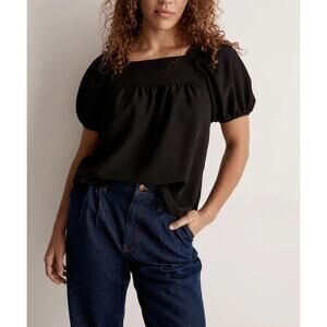 Madewell Black Puff Sleeve Blouse